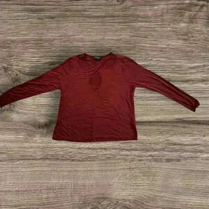 Eloquii “Rust Elegance: Long-Sleeved  Keyhole Top”